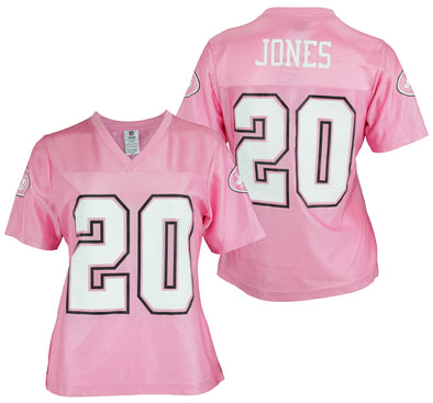 Reebok New York Jets Thomas Jones #20 NFL Vintage Women's Dazzle Jersey, Pink