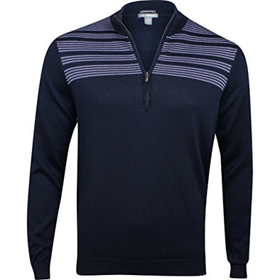 Ashworth Men's Engineer Chest Stripe Pima Half Zip Sweater, Color Options