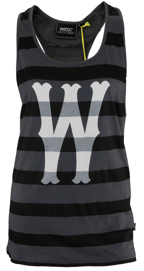 Wesc Women's Racerback Dubby Stripe Sleeveless Shirt Tank Top, Ebony