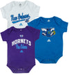 Adidas NBA Basketball Infants New Orleans Hornets 3 Pack Bodysuit Creeper Set