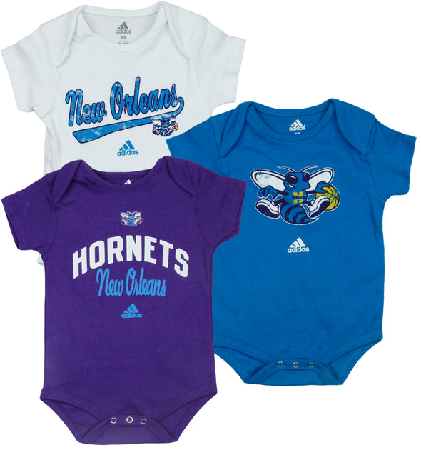 Adidas NBA Basketball Infants New Orleans Hornets 3 Pack Bodysuit Creeper Set