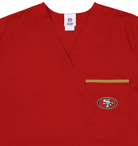 Fabrique Innovations NFL Unisex San Francisco 49ers Team Color Scrub Top