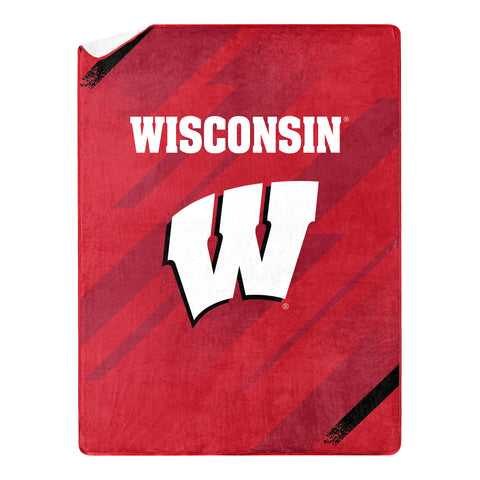 Northwest NCAA Wisconsin Badgers Silk Touch Sherpa Throw Blanket, 60"X80"