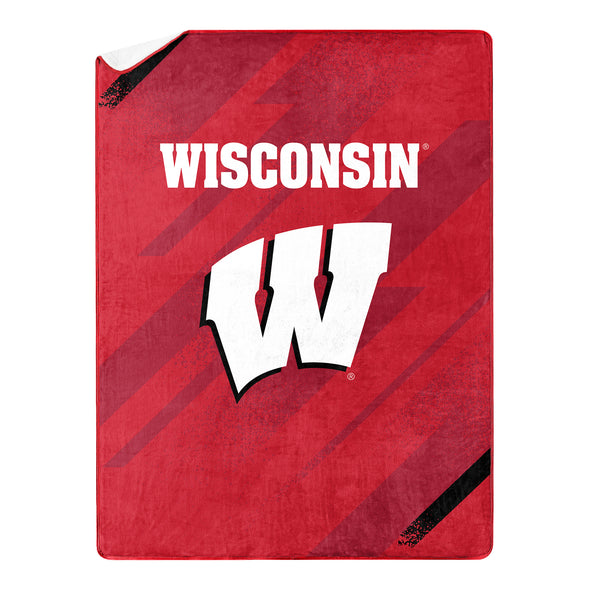 Northwest NCAA Wisconsin Badgers Silk Touch Sherpa Throw Blanket, 60"X80"