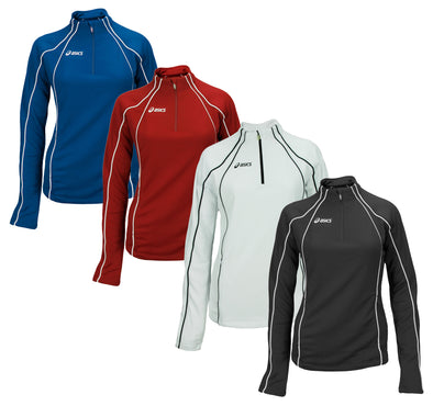 ASICS Women's Competition 1/2 Zip Jacket Sweatshirt, Red, Blue, Black and White