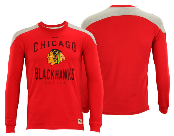 Reebok NHL Youth Chicago Blackhawks Birthright Long Sleeve Crew, Red