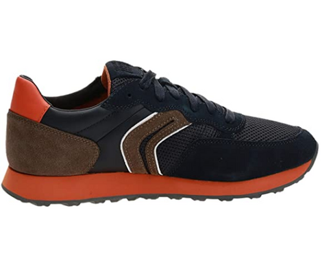 Geox Men's U Vincit B Low Top Sneakers, Navy/Chocolate