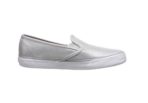 Sperry Kids Top-Sider Seaside Slip On Sneaker,Silver