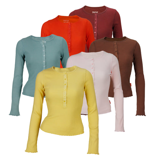 Big Star Women's Thermo Girly Ribbed Shirt with Buttons, Color Options