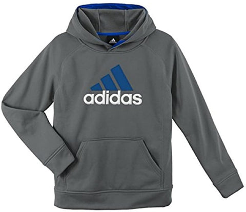 Adidas Youth Boys Climawarm Performance Hoodie, Grey/Blue