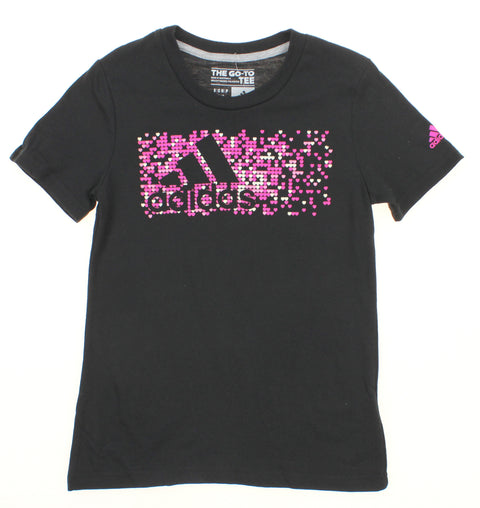 Adidas Youth Girls Heart Waves Graphic Tee, Black