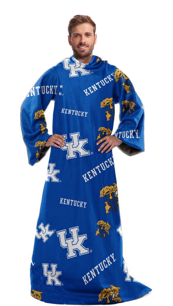 Northwest NCAA Kentucky Wildcats Toss Silk Touch Comfy Throw with Sleeves 48" x 71"