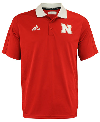 adidas NCAA Men's Nebraska Cornhuskers Team Color Coaches Polo, Red