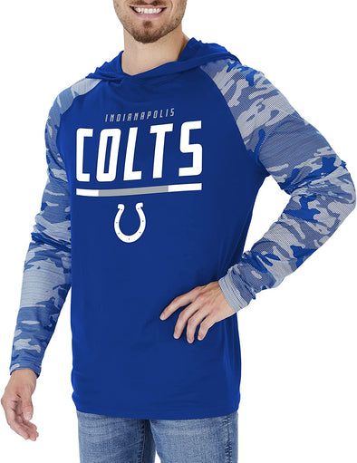 Zubaz Indianapolis Colts NFL Men's Lightweight Hoodie with Team Camo Sleeves