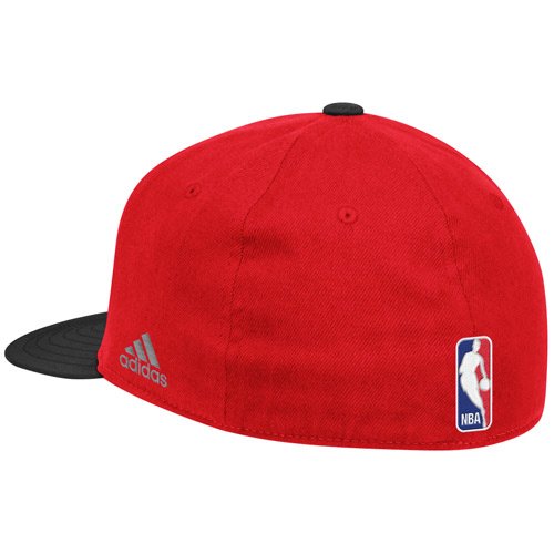 Adidas NBA Basketball Portland Trailblazers Flat Brim Flex Fit Hat Cap, Red