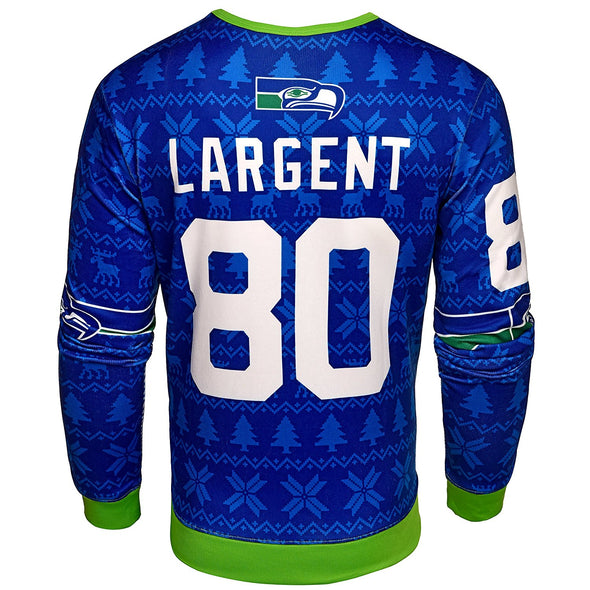 NFL Men's Seattle Seahawks Steve Largent #80 Retired Player Ugly Sweater