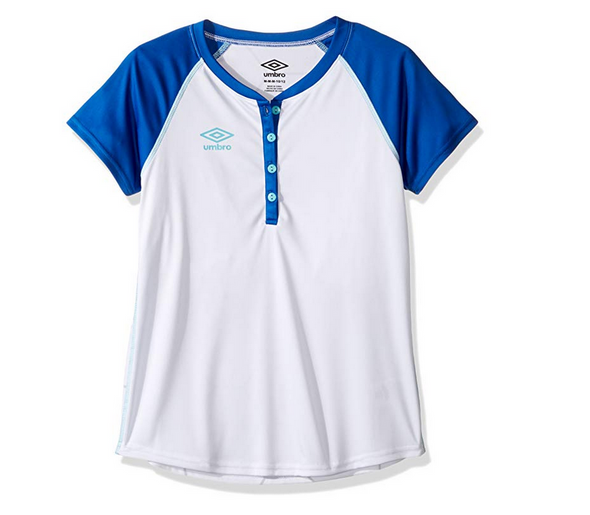 Umbro Youth Girls Raglan Henley Shirt, Color Options