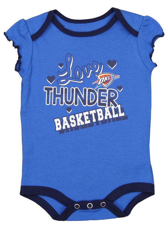 OuterStuff NBA Girls Infant/Newborn Oklahoma City Thunder 3-Piece Creeper Set