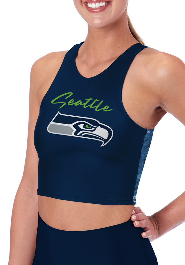 Certo By Northwest NFL Women's Seattle Seahawks Crosstown Midi Bra, Navy