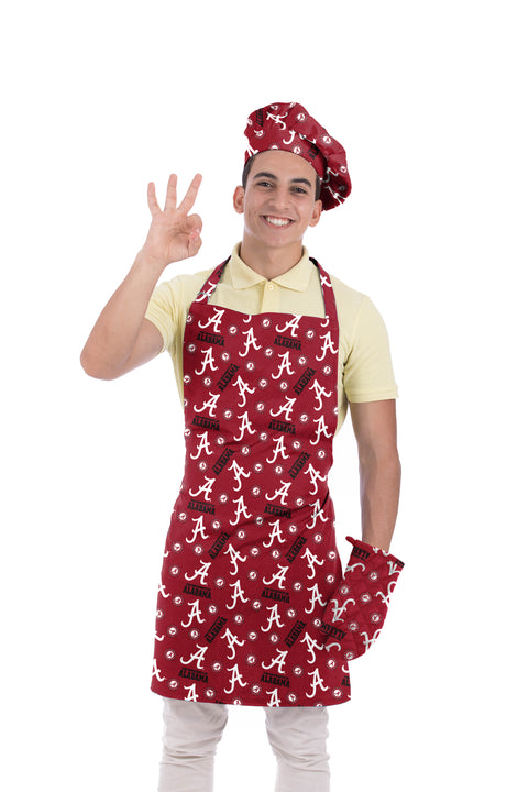 Northwest NCAA Alabama Crimson Tide Scatter Print 3 Piece Chef Set