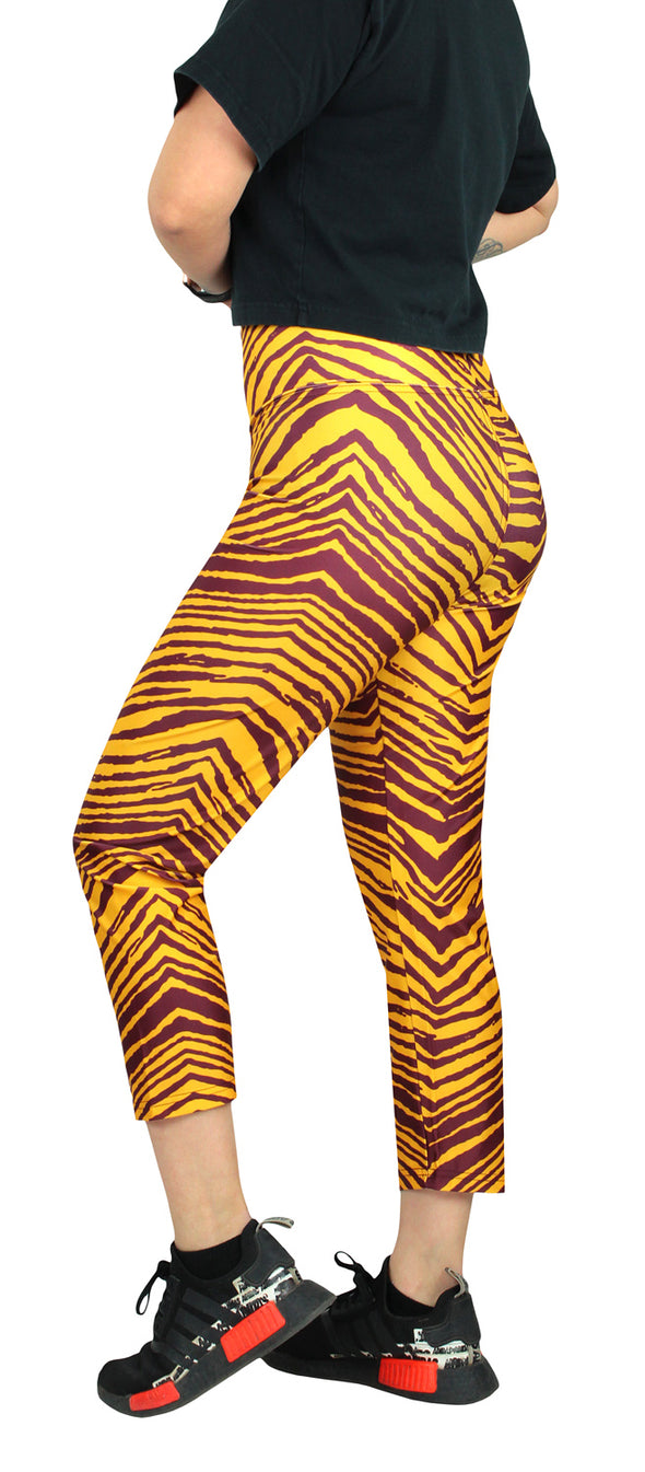 Zubaz NFL Women's Washington Commanders 2 Color Zebra Print Capri Legging