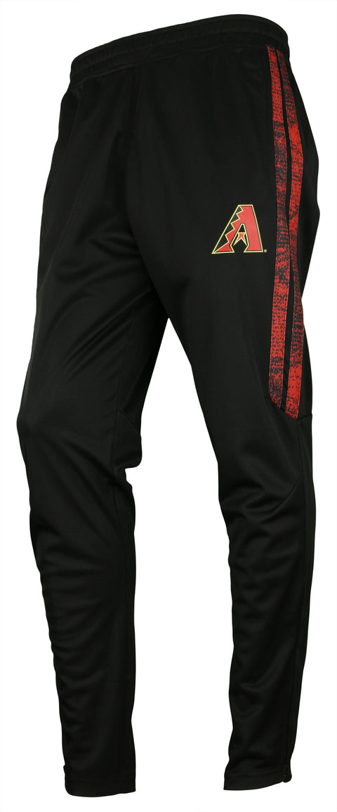 Zubaz MLB Men's Arizona Diamondbacks Static Stripe Black Track Pants