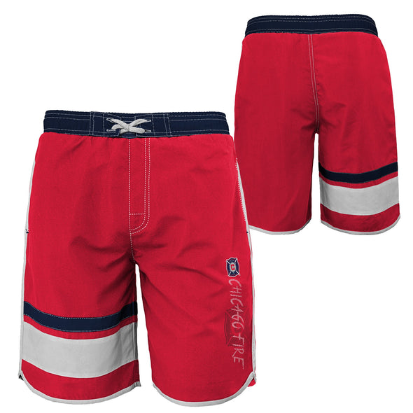 Outerstuff MLS Youth Chicago Fire Color Block Swim Trunks
