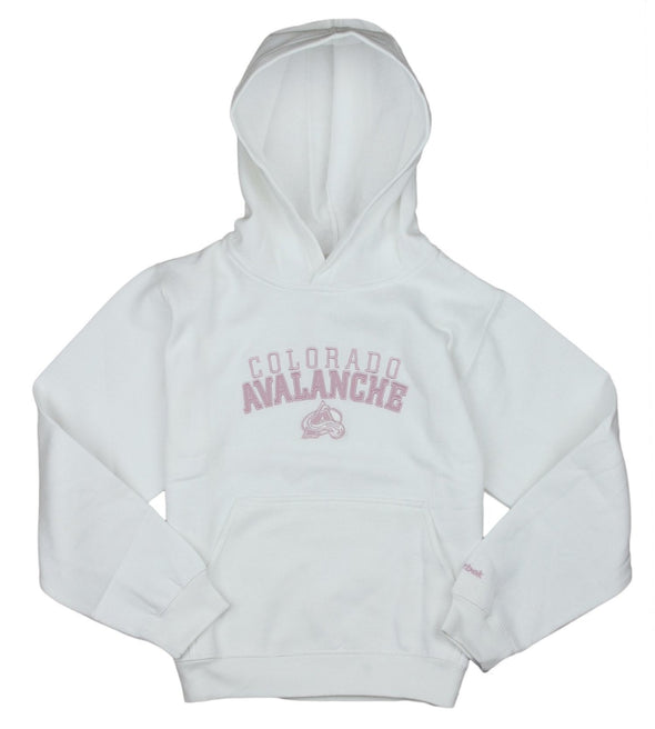 Reebok NHL Youth Girls Colorado Avalanche Pullover Hoodie - White / Pink