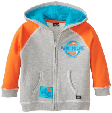 Paul Frank Toddlers Surf Hooded Sweatshirt Sweater Hoodie -Heather Grey / Orange