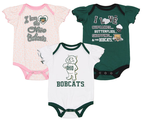 Outerstuff NCAA Infant Girls Ohio Bobcats Three Piece Creeper Set