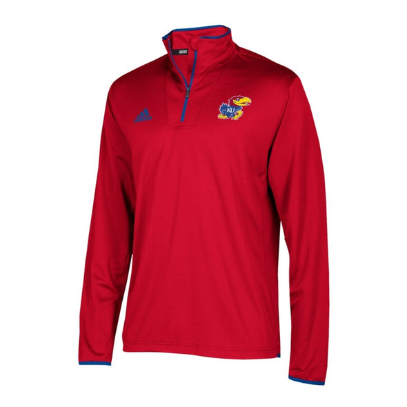 Adidas NCAA Men's Kansas Jayhawks Climalite Quarter Zip Pullover, Red