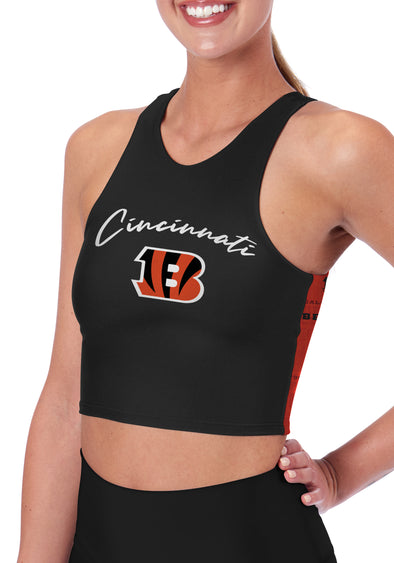 Certo By Northwest NFL Women's Cincinnati Bengals Crosstown Midi Bra, Black