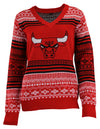Forever Collectibles NBA Women's Chicago Bulls Big Logo Aztec V-Neck Sweater