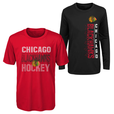 Outerstuff NHL Youth Boys (8-20) Chicago Blackhawks Performance Long & Short Sleeve T-Shirt Set