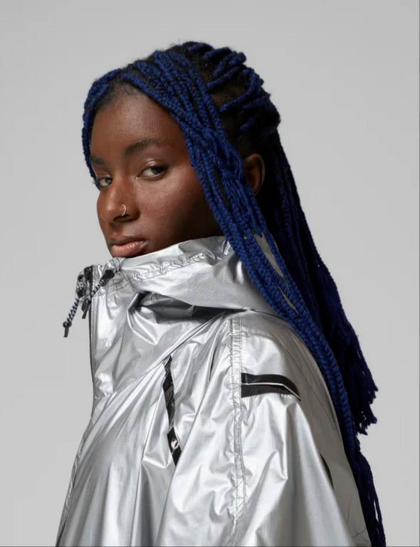 Adidas Women's Stella McCartney TruePace Metalic Running Jacket, Silver Metallic/Black