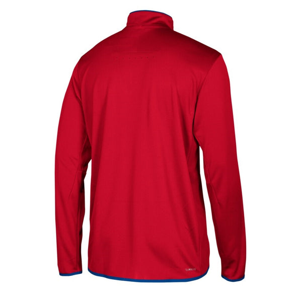 Adidas NCAA Men's Kansas Jayhawks Climalite Quarter Zip Pullover, Red