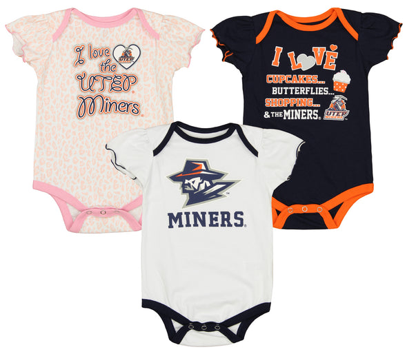 Outerstuff NCAA Infant Girls UTEP Miners Three Piece Creeper Set