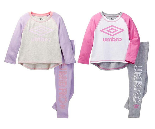 Umbro Little Girls Long Sleeve Raglan Shirt & Leggings Set, 2 Color Options