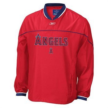 Reebok MLB Baseball Men's Anaheim Angels Pullover Hot Winbreaker Jacket | Red