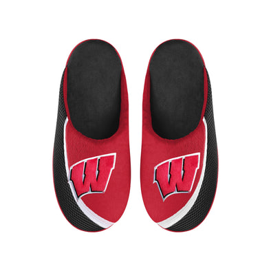 FOCO NCAA Men's Wisconsin Badgers 2022 Big Logo Color Edge Slippers