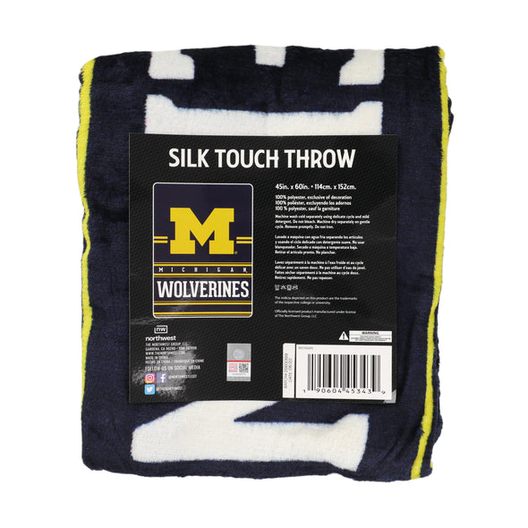 Northwest NCAA Michigan Wolverines Silk Touch Throw Blanket, 45"x60"