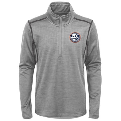 Outerstuff New York Islanders NHL Boys Youth (8-20) Back to The Arena 1/4 Zip Pullover Sweater, Grey