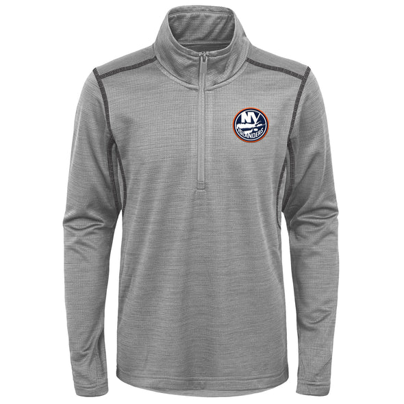 Outerstuff New York Islanders NHL Boys Youth (8-20) Back to The Arena 1/4 Zip Pullover Sweater, Grey