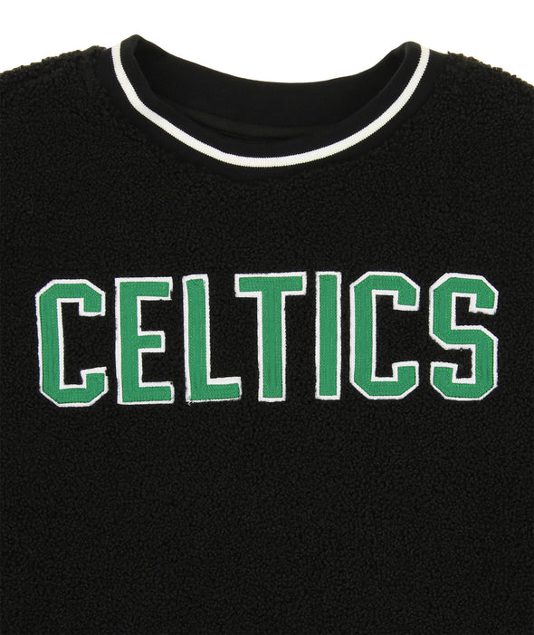 FISLL NBA Men's Boston Celtics Moto Sherpa Crew Neck Sweatshirt