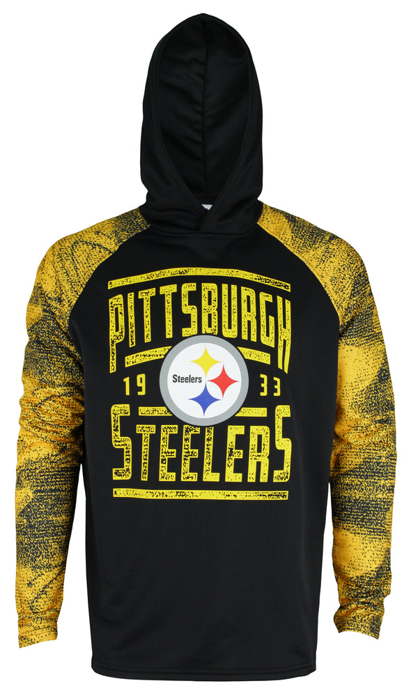 Zubaz NFL Men's Pittsburgh Steelers Light Weight Pullover Hoodie with Static Sleeves