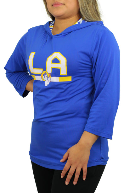 Zubaz NFL Women's Los Angeles Rams Solid Team Color Lightweight Pullover