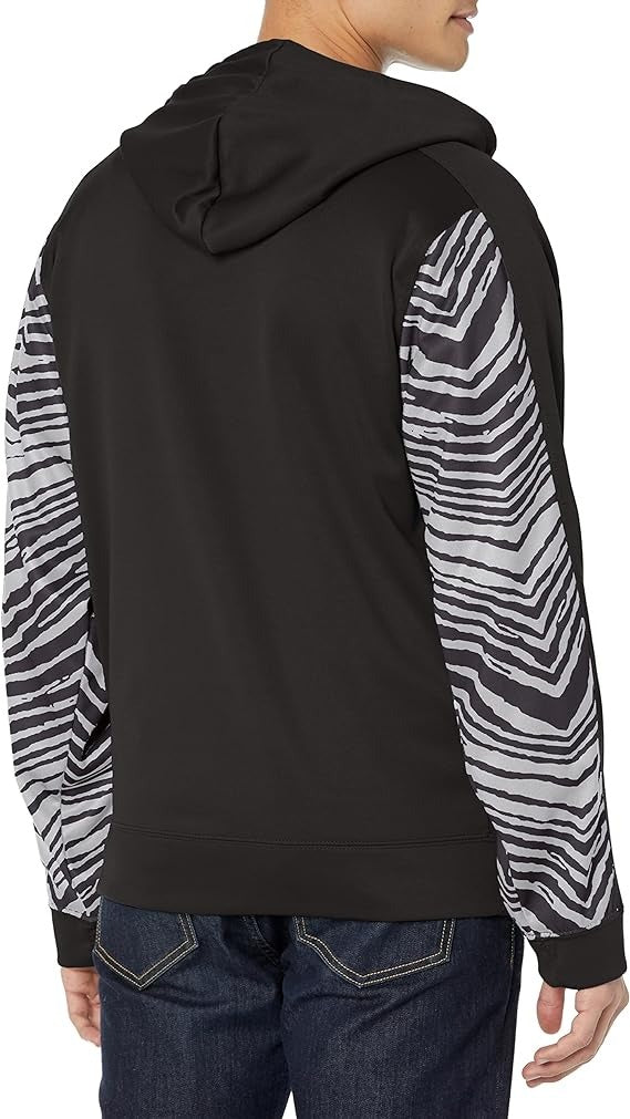 Zubaz Men's Las Vegas Raiders Team Color Zebra Accent Full Zip Hoodie