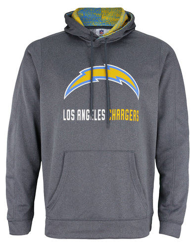 Zubaz NFL Men's Los Angeles Chargers Fleece Hoodie, Heather Grey