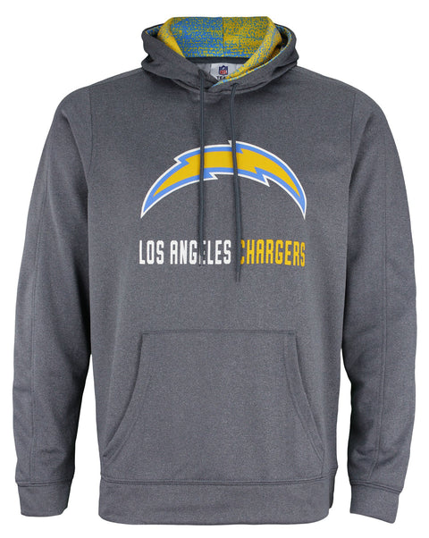 Zubaz NFL Men's Los Angeles Chargers  Fleece Hoodie, Heather Grey