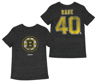 CCM Boston Bruins Tuukka Rask #40 NHL Boys' Youth (8-20) Vintage Player Tee, Heather Black